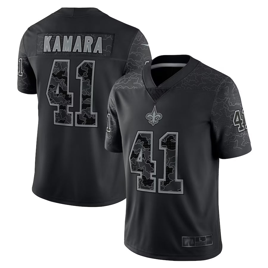 Tlead NO.Saints #41 Alvin Kamara Player Black RFLCTV Limited Stitched Jerseys