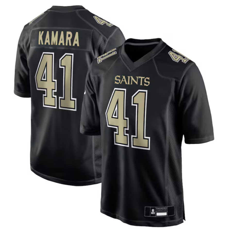 Tlead NO.Saints #41 Alvin Kamara Player Carbon Black Fashion Game Stitched Jerseys