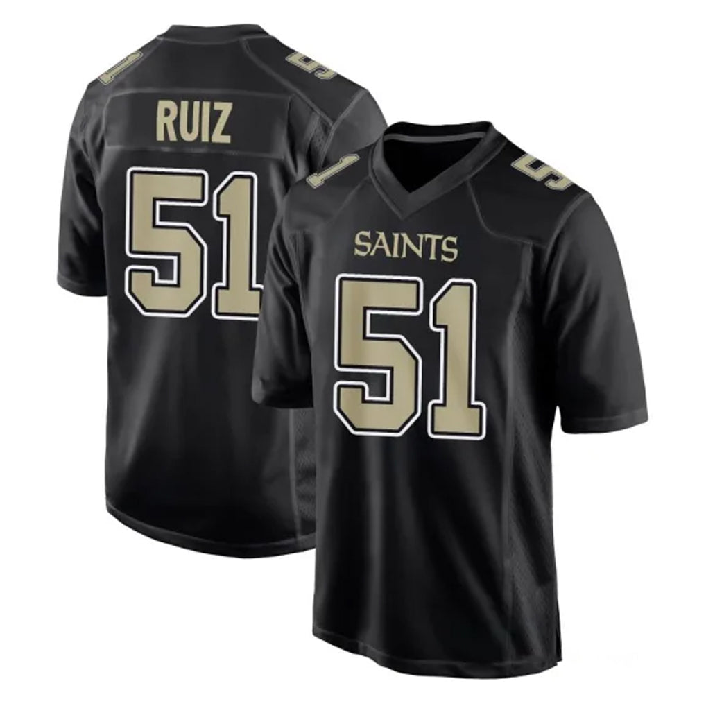 Tlead NO.Saints #51 Cesar Ruiz Player Black Carbon Fashion Home Game Stitched Jerseys