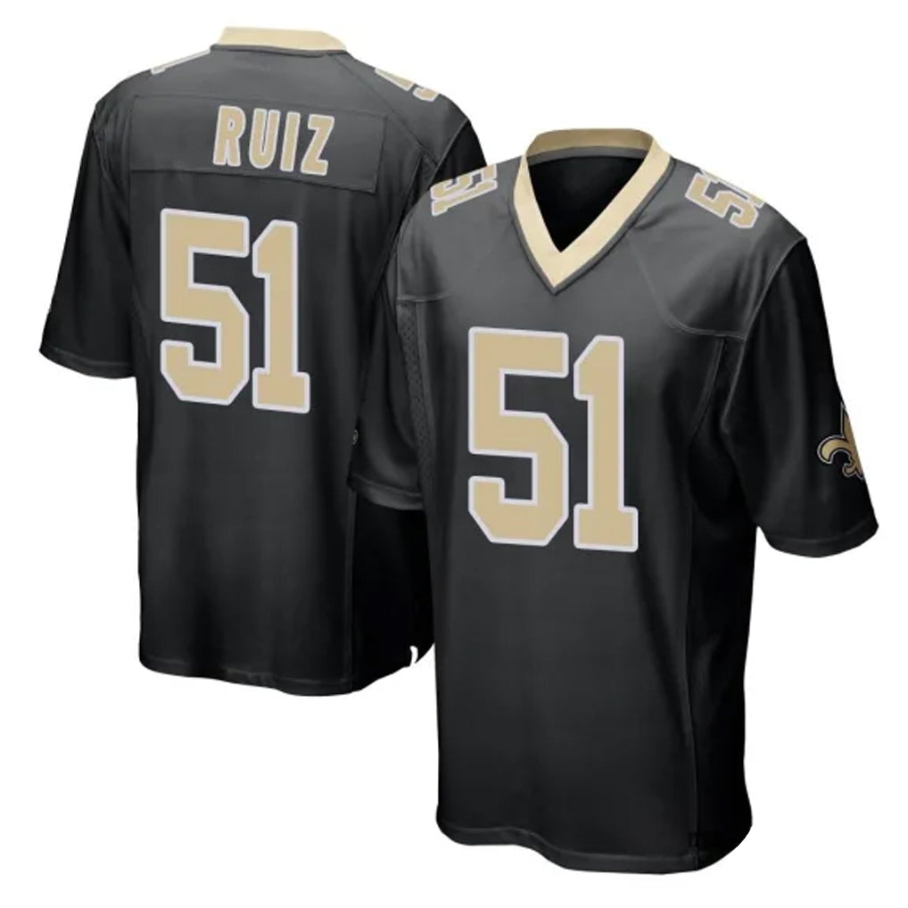 Tlead NO.Saints #51 Cesar Ruiz Player Black Home Game Stitched Jerseys