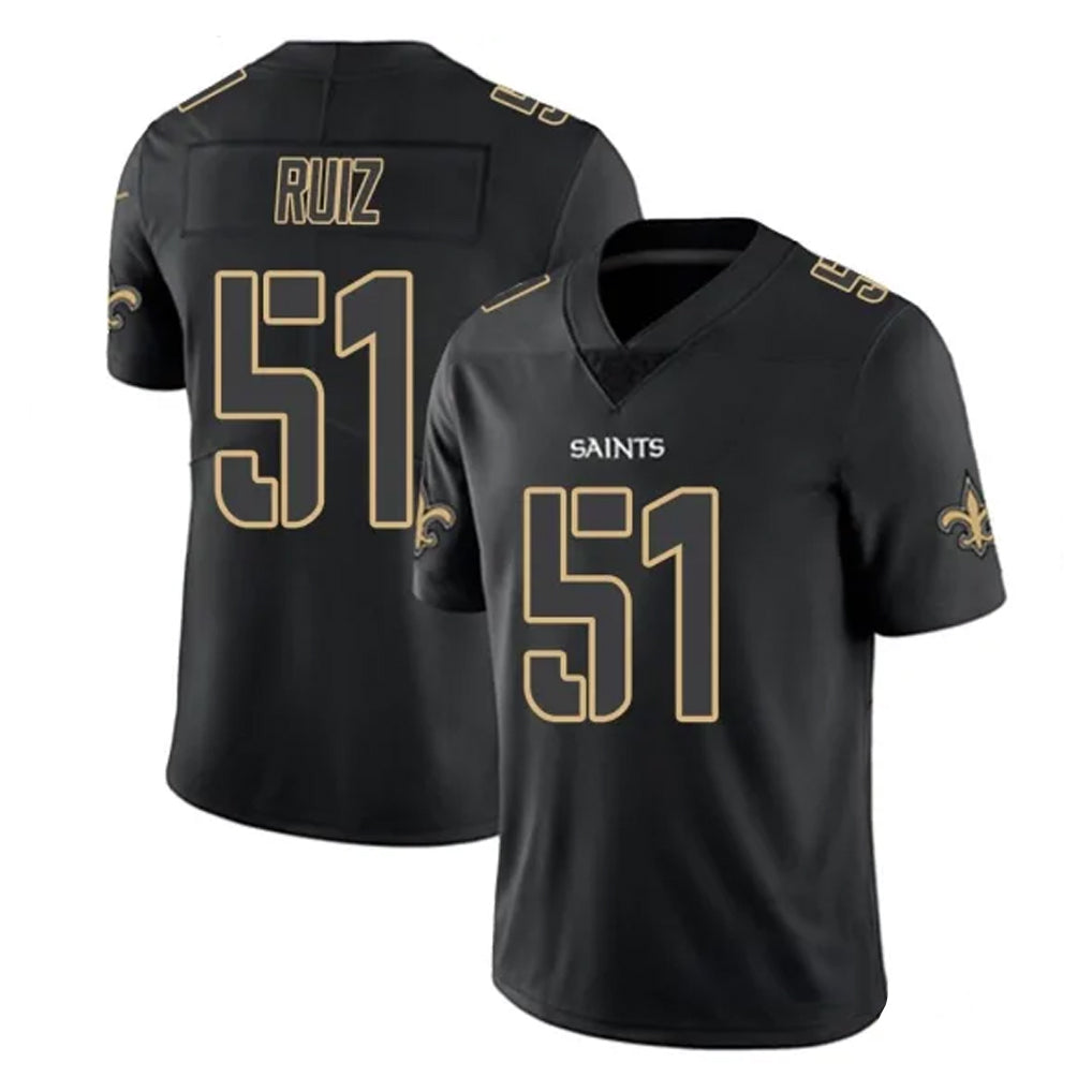 Tlead NO.Saints #51 Cesar Ruiz Player Black Impact Limited Home Game Stitched Jerseys