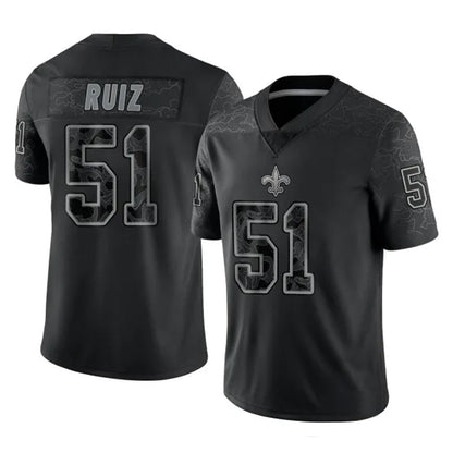 Tlead NO.Saints #51 Cesar Ruiz Player Black Limited Reflective Home Game Stitched Jerseys