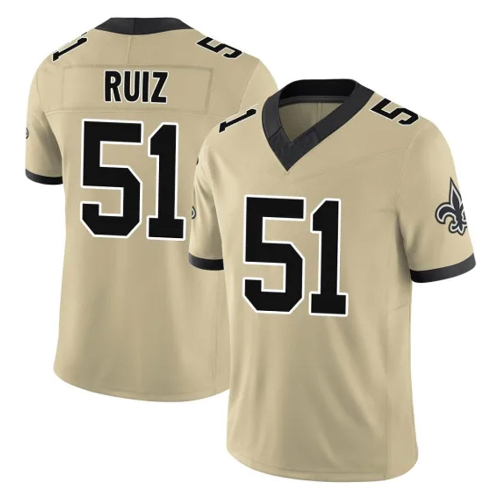 Tlead NO.Saints #51 Cesar Ruiz Player Gold Limited Vapor F.U.S.E. Home Game Stitched Jerseys