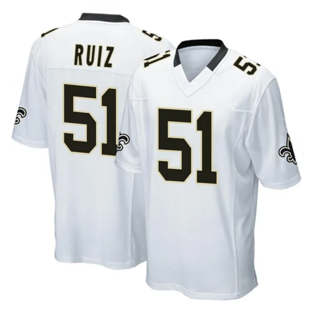 Tlead NO.Saints #51 Cesar Ruiz Player White Home Game Stitched Jerseys