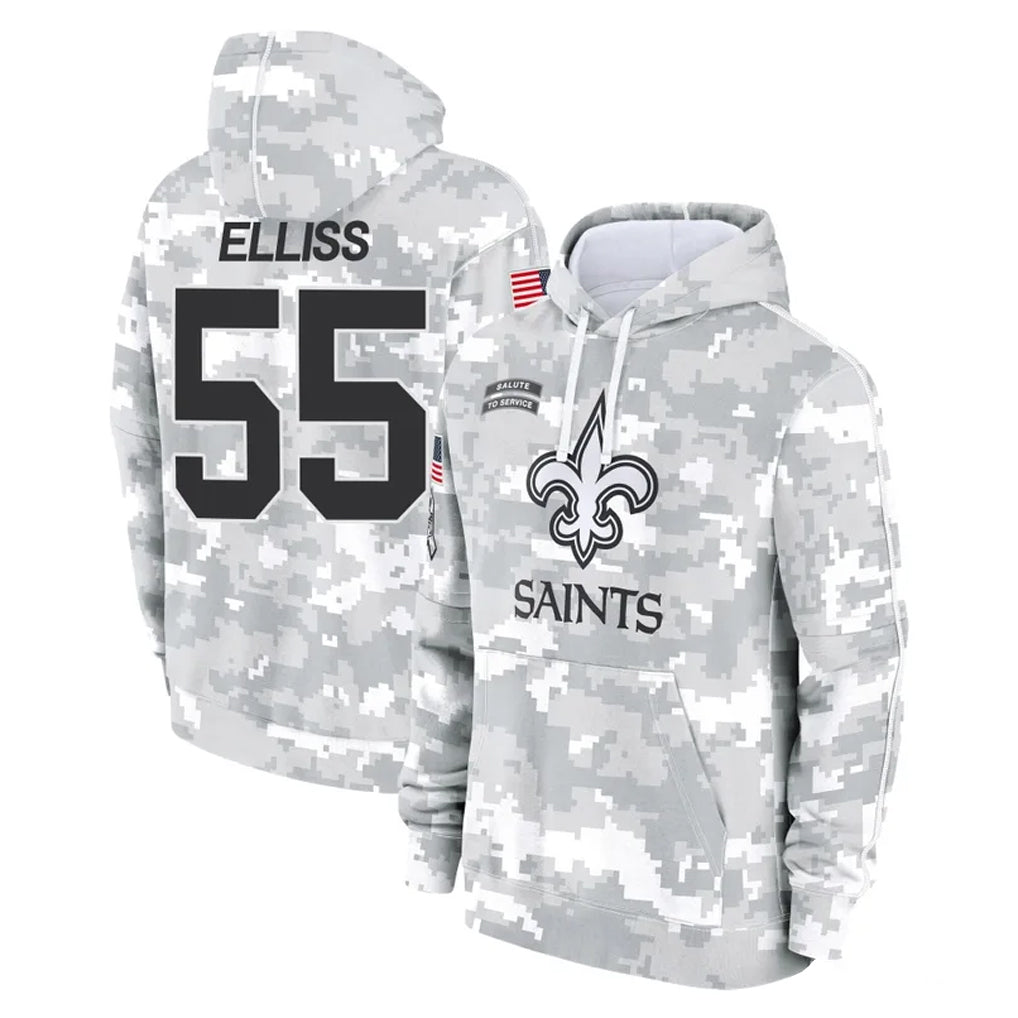Tlead NO.Saints #55 Kaden Elliss Player Arctic Camo Salute to Service Pullover Hoodies Limited Game Stitched Jerseys