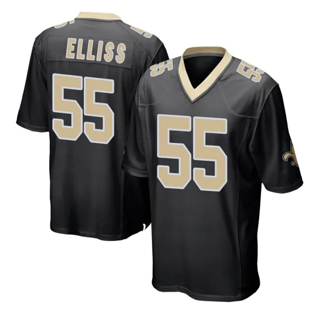 Tlead NO.Saints #55 Kaden Elliss Player Black Home Game Stitched Jerseys