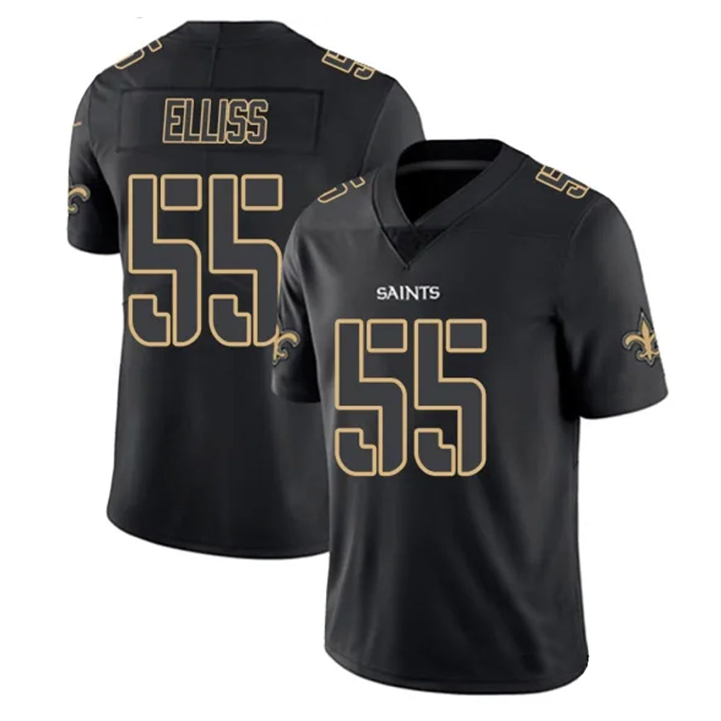 Tlead NO.Saints #55 Kaden Elliss Player Black Impact Limited Home Game Stitched Jerseys