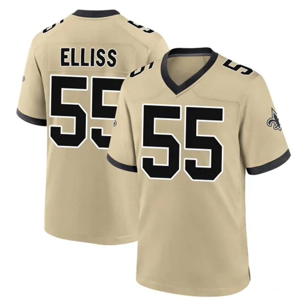 Tlead NO.Saints #55 Kaden Elliss Player Gold Home Game Stitched Jerseys