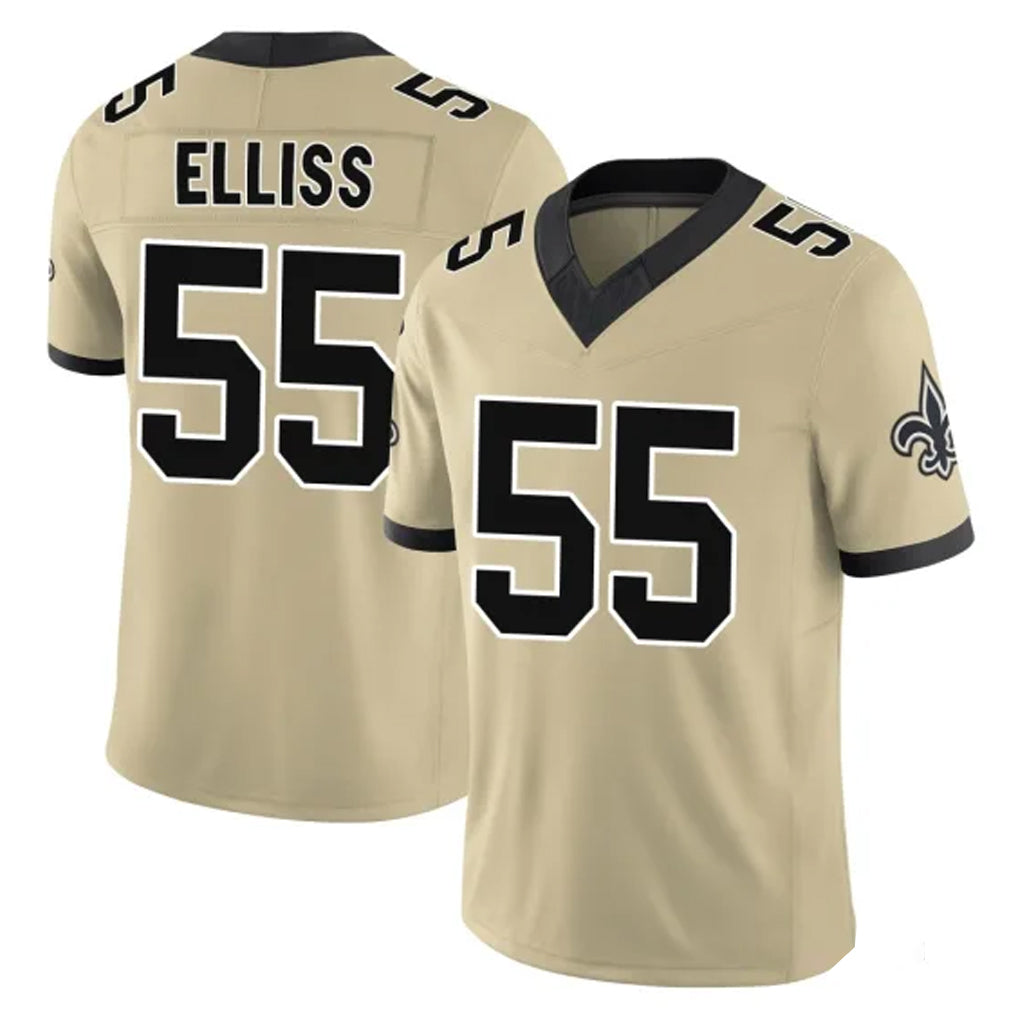 Tlead NO.Saints #55 Kaden Elliss Player Gold Limited Vapor F.U.S.E. Home Game Stitched Jerseys