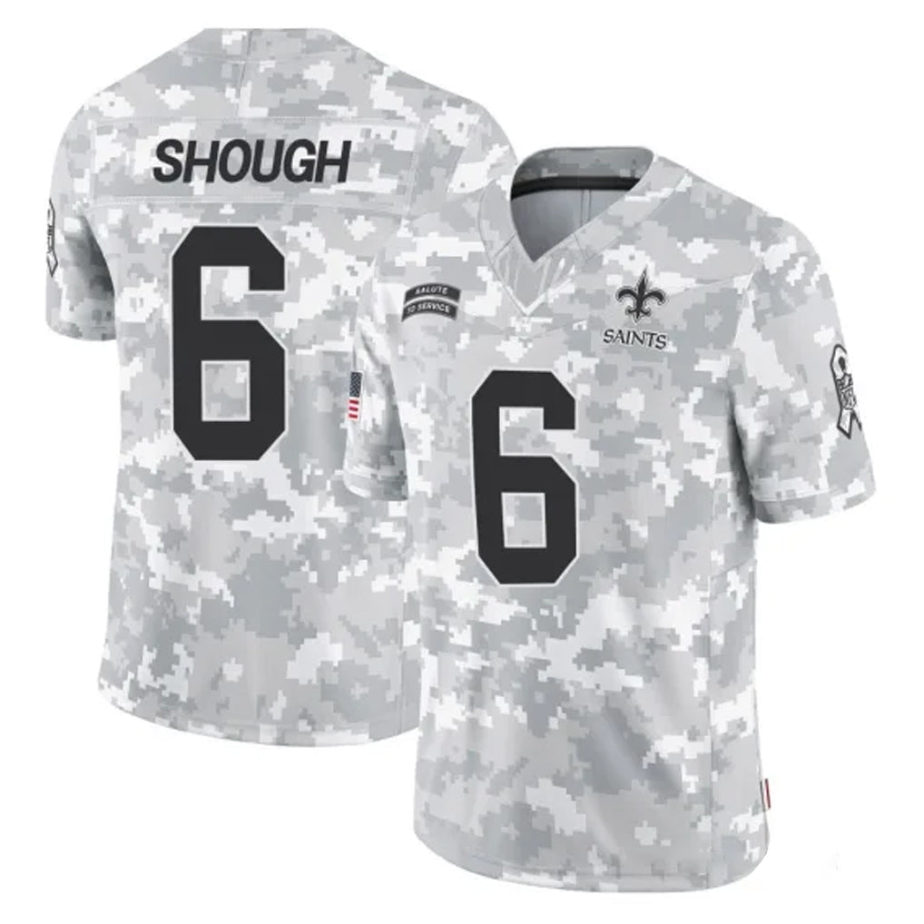 Tlead NO.Saints #6 Tyler Shough Player Arctic Camo Salute To Service Limited Game Stitched Jerseys