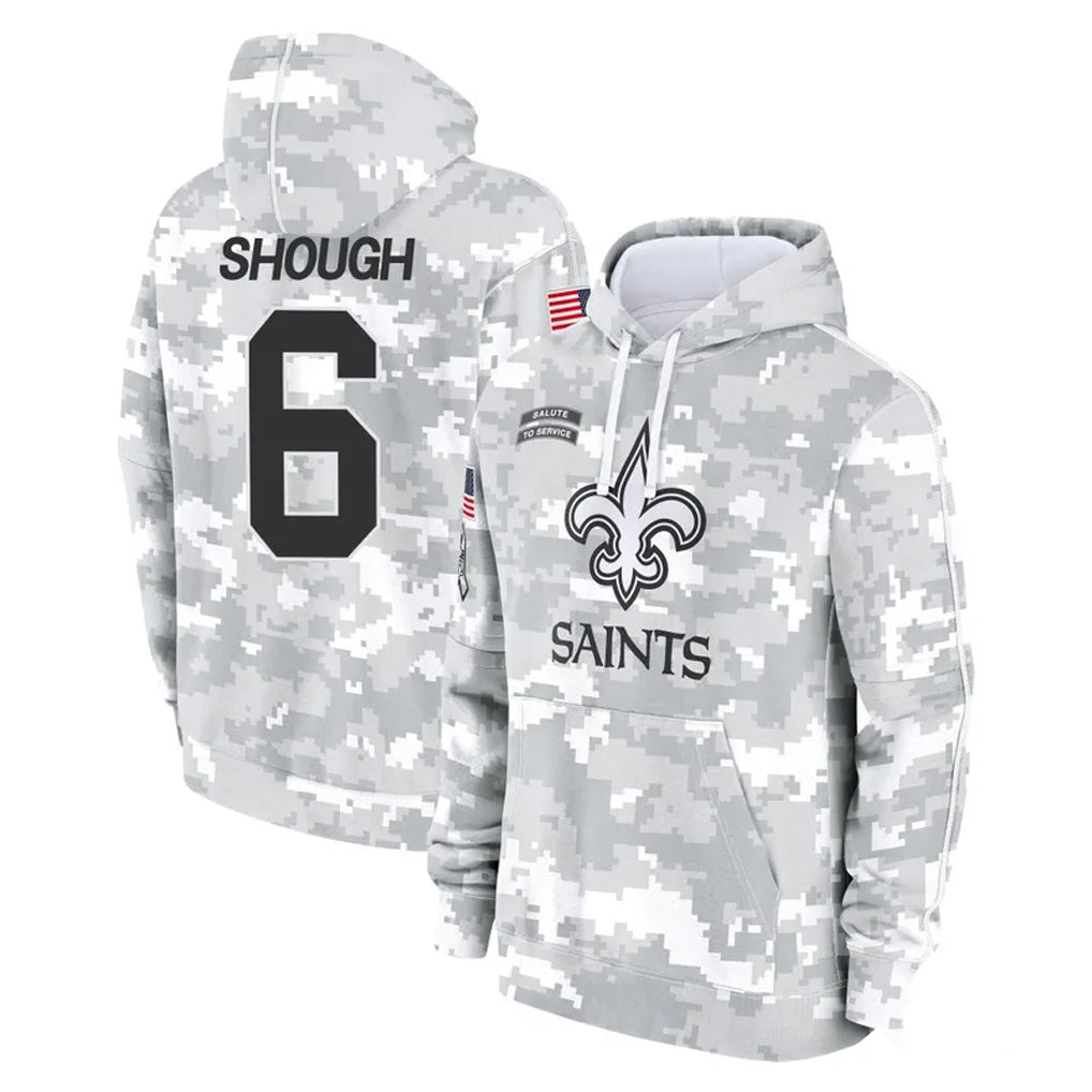 Tlead NO.Saints #6 Tyler Shough Player Arctic Camo Salute to Service Pullover Hoodies Limited Game Stitched Jerseys