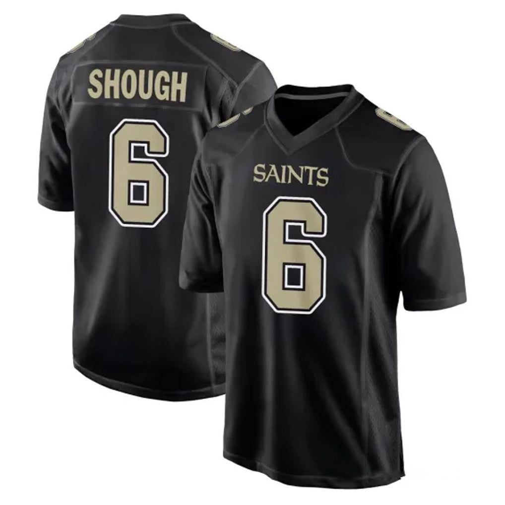 Tlead NO.Saints #6 Tyler Shough Player Black Carbon Fashion Home Game Stitched Jerseys