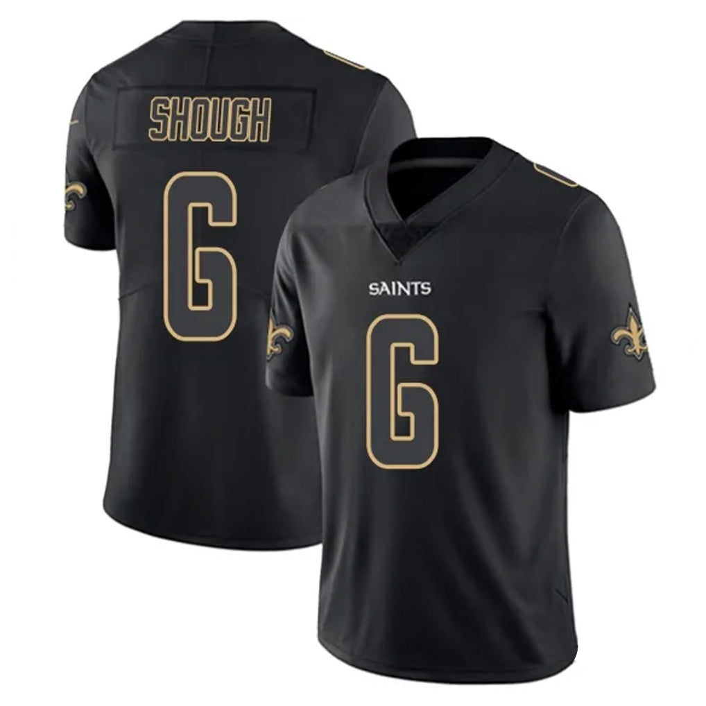 Tlead NO.Saints #6 Tyler Shough Player Black Impact Limited Home Game Stitched Jerseys