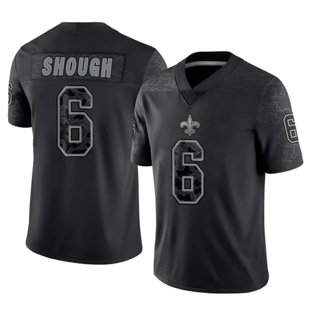 Tlead NO.Saints #6 Tyler Shough Player Black Limited Reflective Home Game Stitched Jerseys