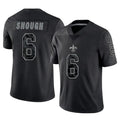 Tlead NO.Saints #6 Tyler Shough Player Black Limited Reflective Home Game Stitched Jerseys