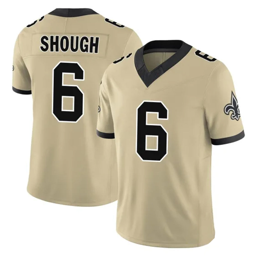 Tlead NO.Saints #6 Tyler Shough Player Gold Limited Vapor F.U.S.E. Home Game Stitched Jerseys