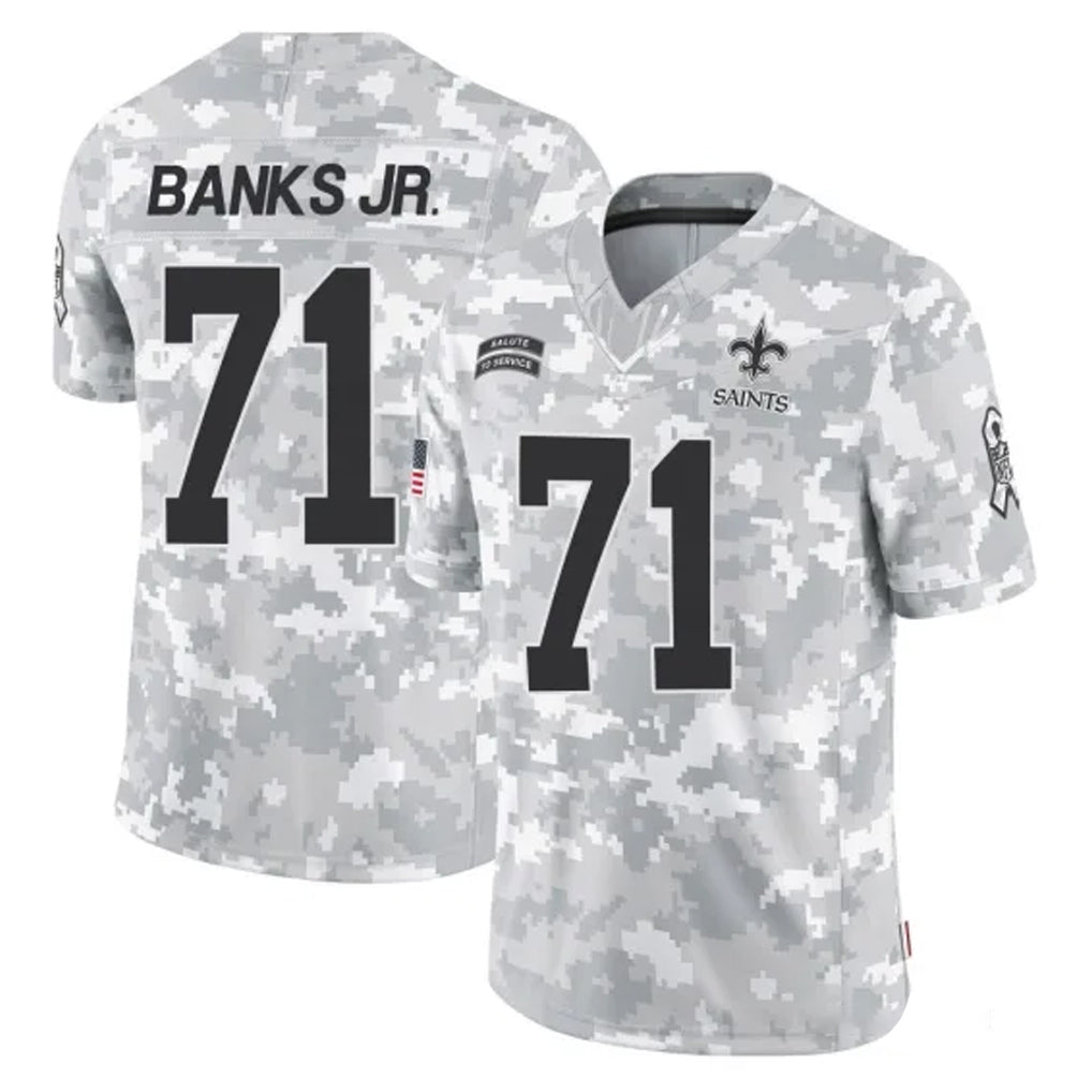 Tlead NO.Saints #71 Kelvin Banks Jr. Player Arctic Camo Salute To Service Limited Game Stitched Jerseys