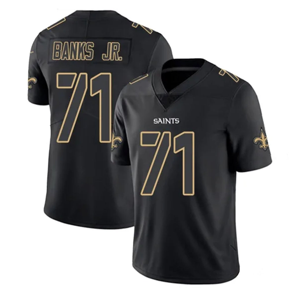 Tlead NO.Saints #71 Kelvin Banks Jr. Player Black Impact Limited Home Game Stitched Jerseys
