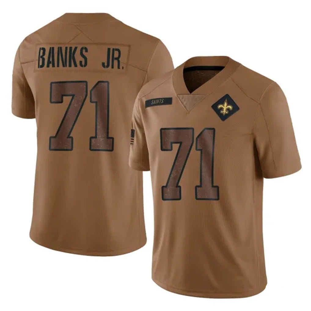 Tlead NO.Saints #71 Kelvin Banks Jr. Player Brown Salute To Service Limited Stitched Jerseys