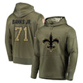 Tlead NO.Saints #71 Kelvin Banks Jr. Player Olive Salute to Service Pullover Hoodies Home Game Stitched Jerseys
