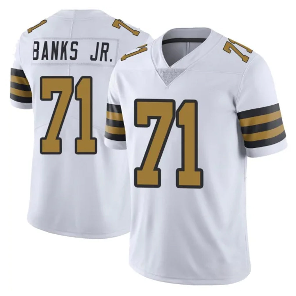 Tlead NO.Saints #71 Kelvin Banks Jr. Player White Limited Color Rush Home Game Stitched Jerseys
