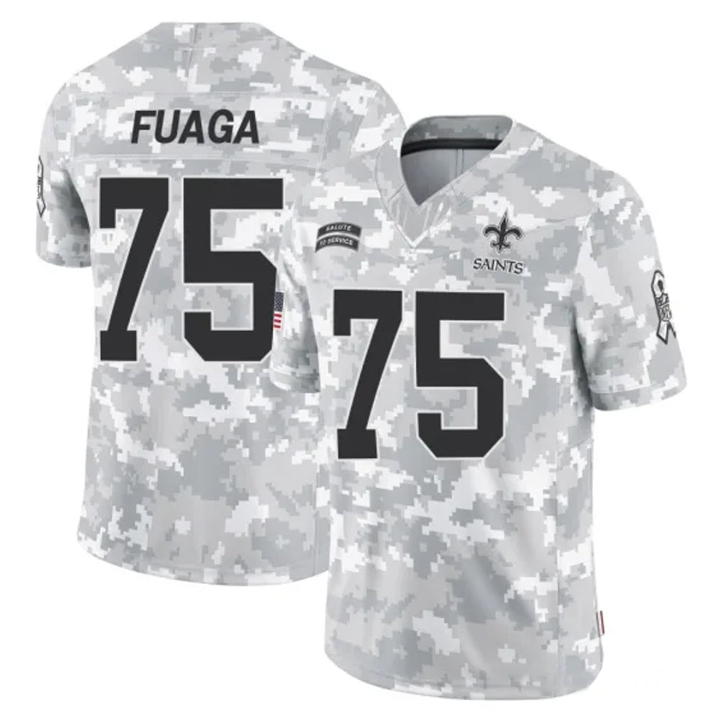 Tlead NO.Saints #75 Taliese Fuaga Player Arctic Camo Salute To Service Limited Game Stitched Jerseys
