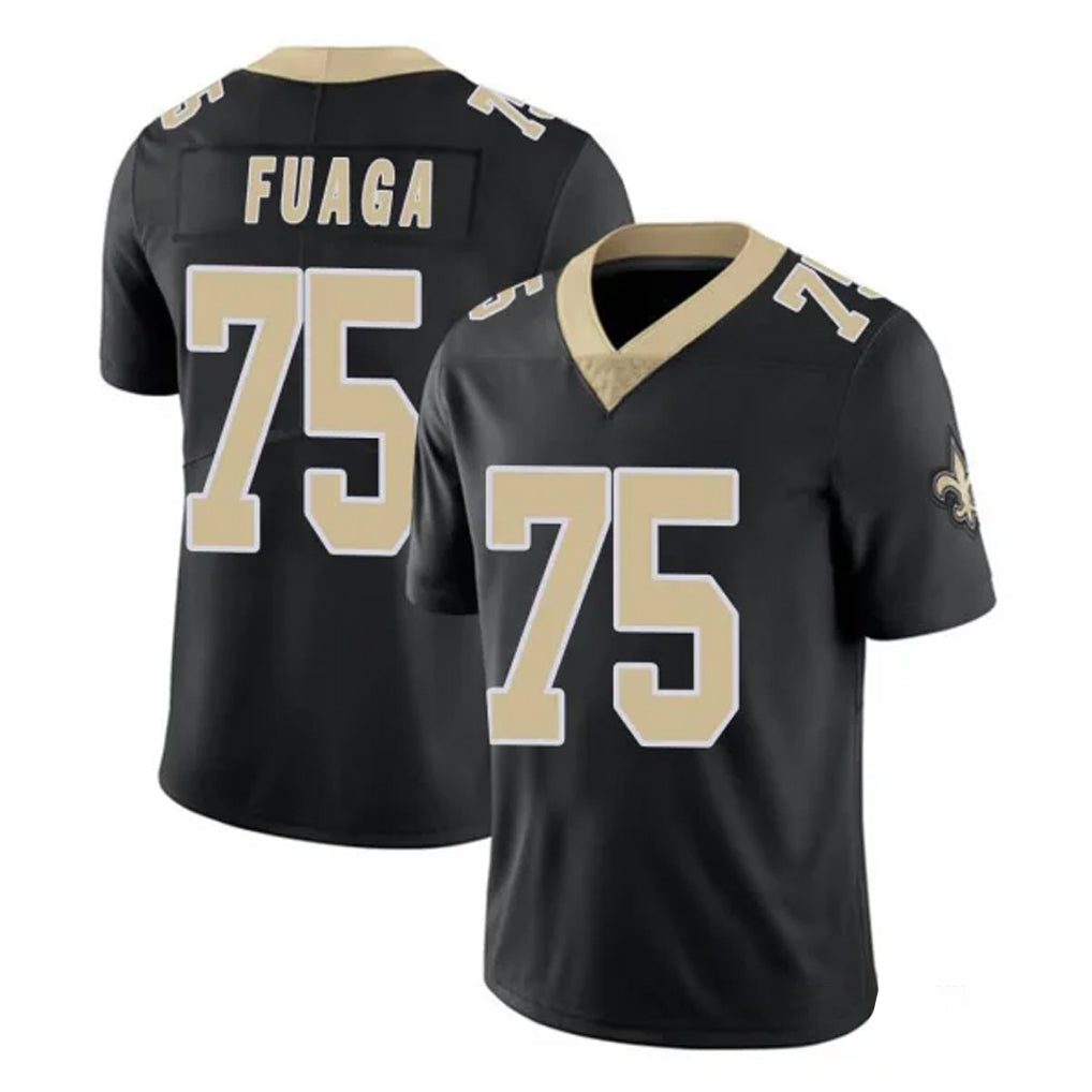 Tlead NO.Saints #75 Taliese Fuaga Player Black Limited Vapor Untouchable Home Game Stitched Jerseys