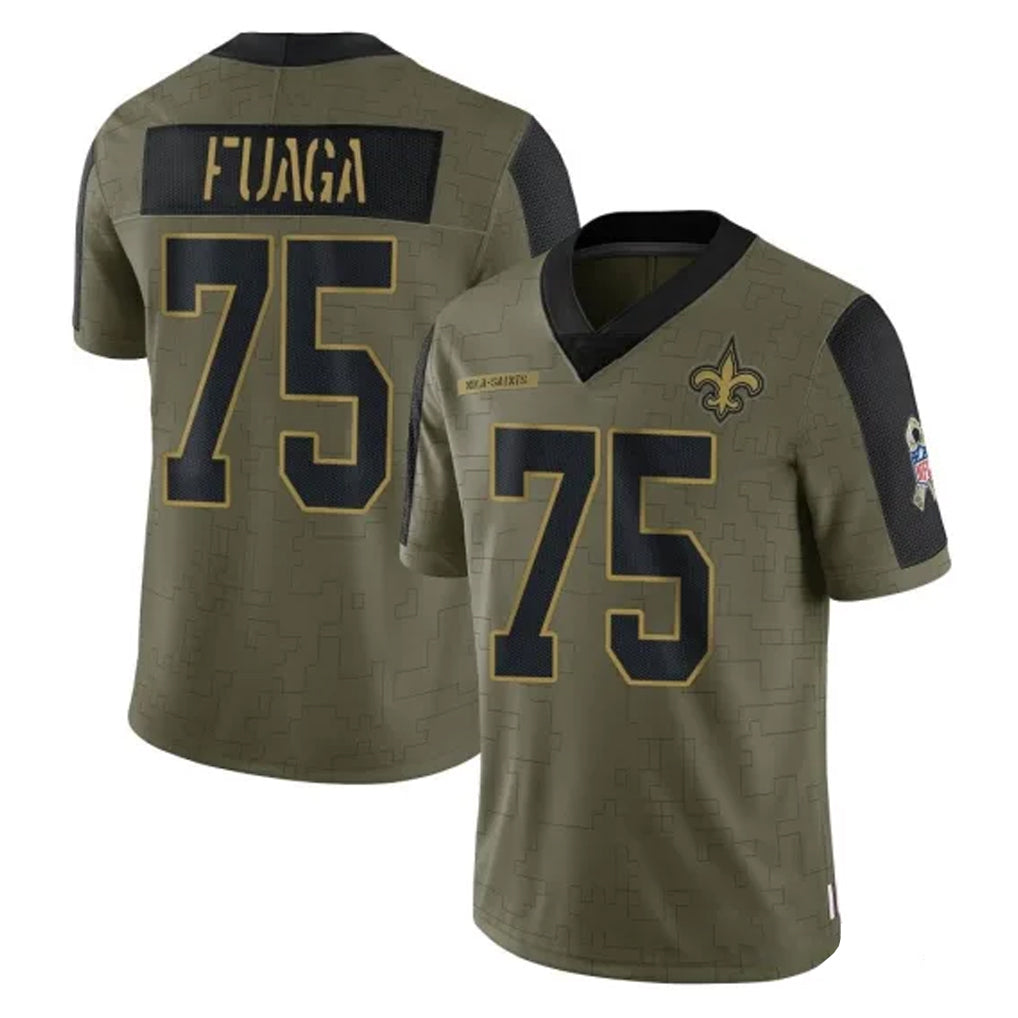 Tlead NO.Saints #75 Taliese Fuaga Player Olive Salute To Service Limited Game Stitched Jerseys