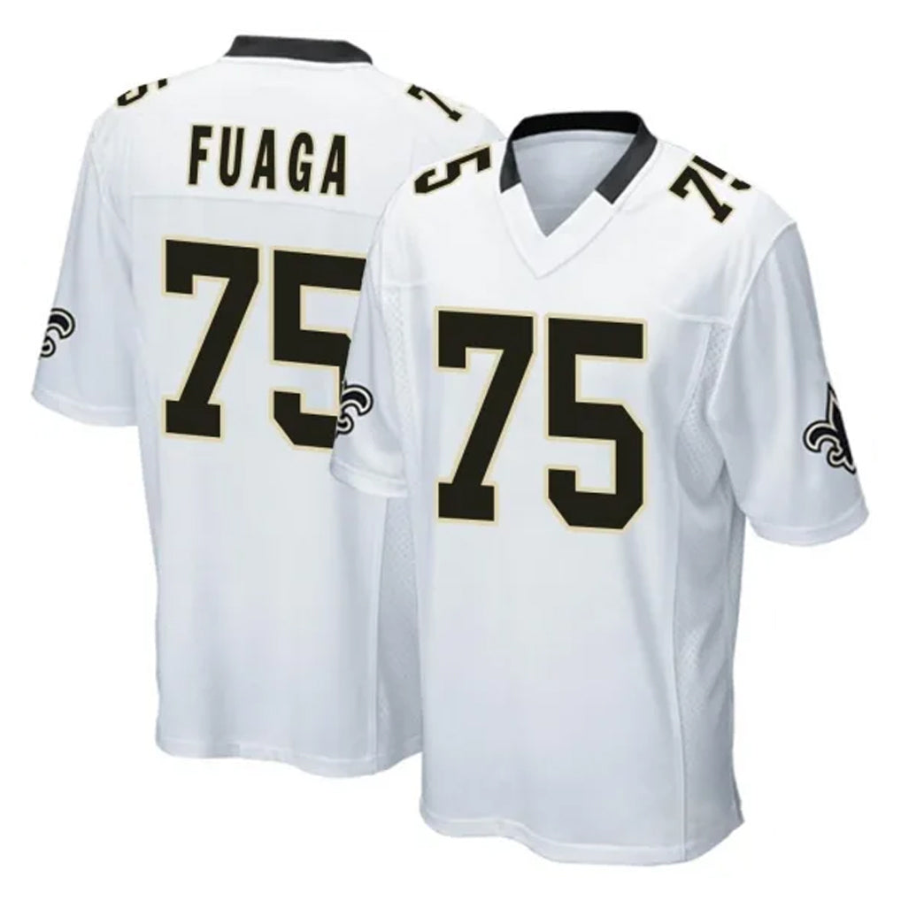 Tlead NO.Saints #75 Taliese Fuaga Player White Home Game Stitched Jerseys
