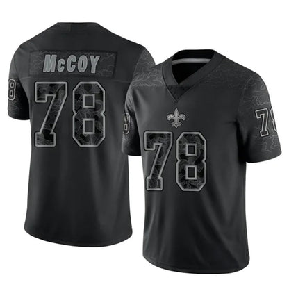 Tlead NO.Saints #78 Erik McCoy Player Black Limited Reflective Home Game Stitched Jerseys