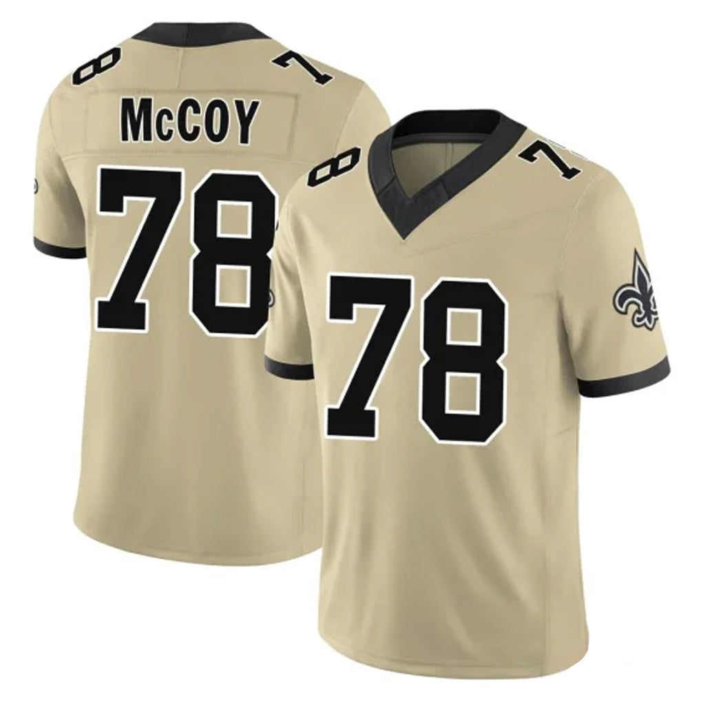 Tlead NO.Saints #78 Erik McCoy Player Gold Limited Vapor F.U.S.E. Home Game Stitched Jerseys