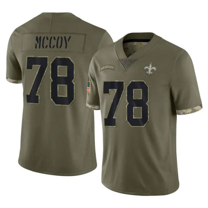 Tlead NO.Saints #78 Erik McCoy Player Olive Salute To Service Limited Stitched Jerseys
