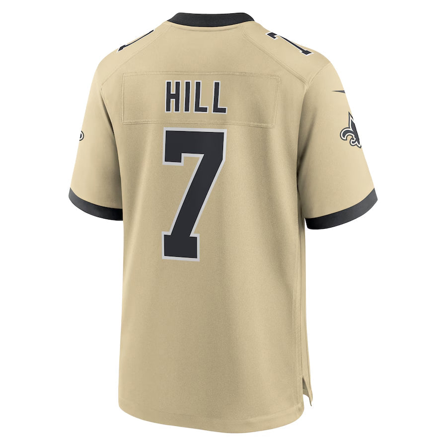 Tlead NO.Saints #7 Taysom Hill Player Gold Alternate Game Stitched Jerseys
