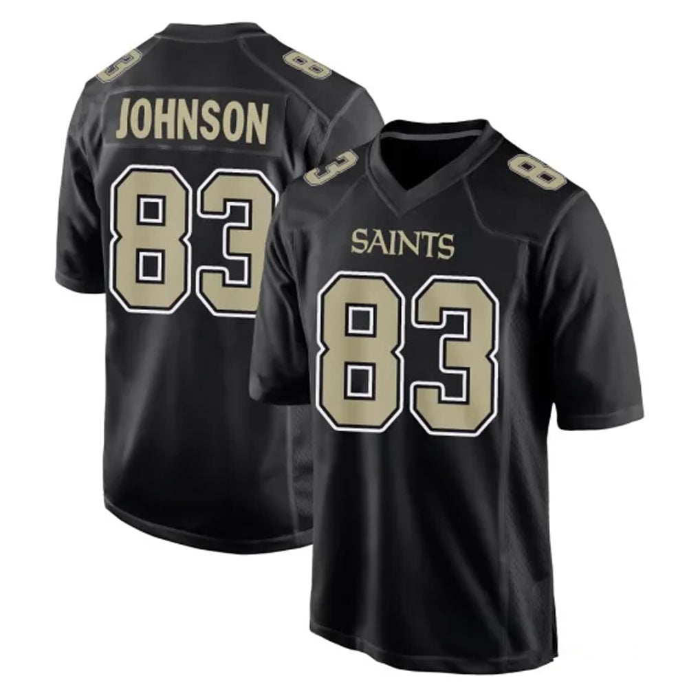 Tlead NO.Saints #83 Juwan Johnson Player Black Carbon Fashion Home Game Stitched Jerseys