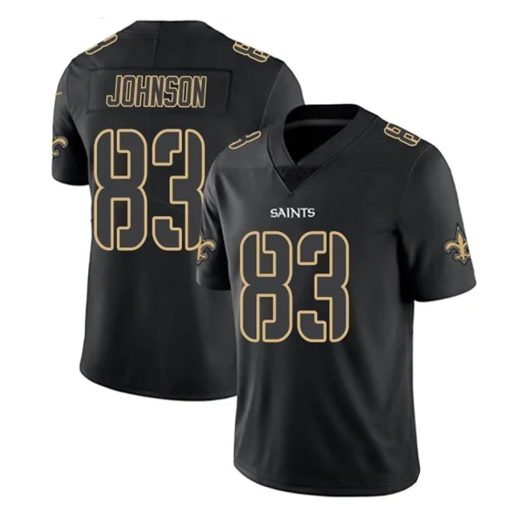 Tlead NO.Saints #83 Juwan Johnson Player Black Impact Limited Home Game Stitched Jerseys