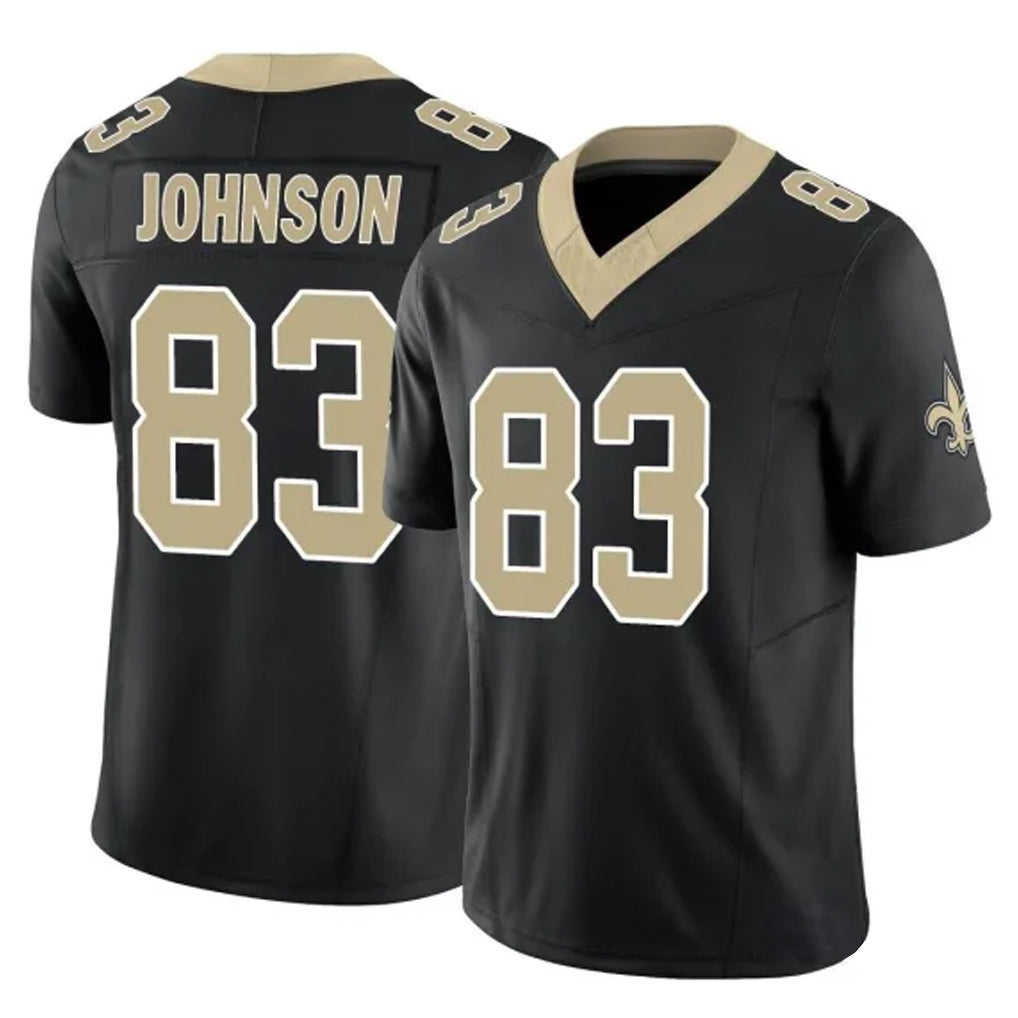 Tlead NO.Saints #83 Juwan Johnson Player Black Limited Vapor F.U.S.E. Home Game Stitched Jerseys