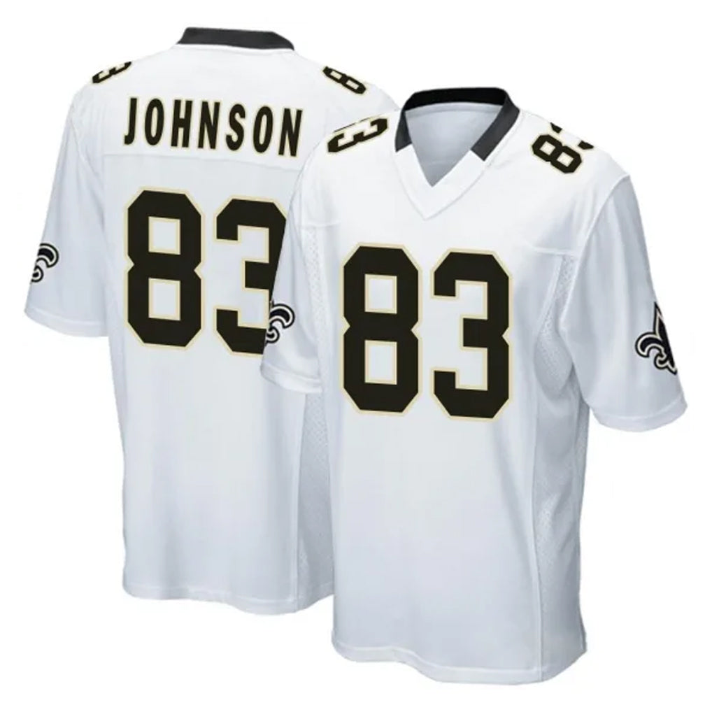 Tlead NO.Saints #83 Juwan Johnson Player White Home Game Stitched Jerseys