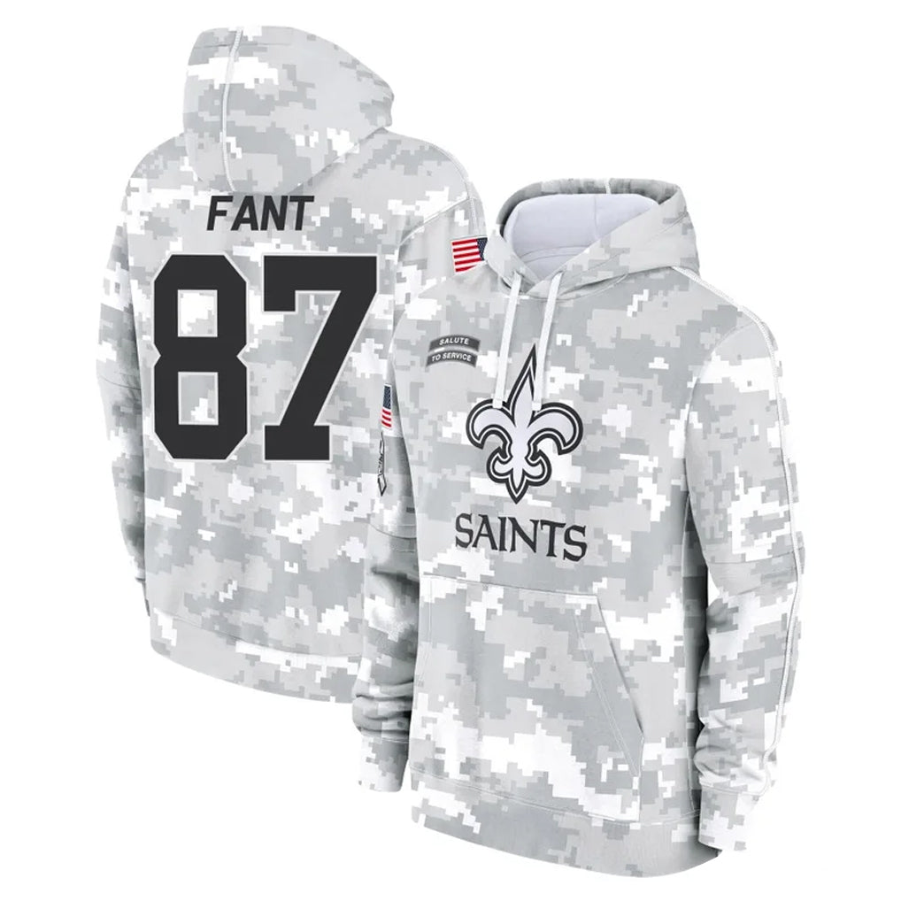 Tlead NO.Saints #87 Noah Fant Player Arctic Camo Salute to Service Pullover Hoodies Limited Game Stitched Jerseys