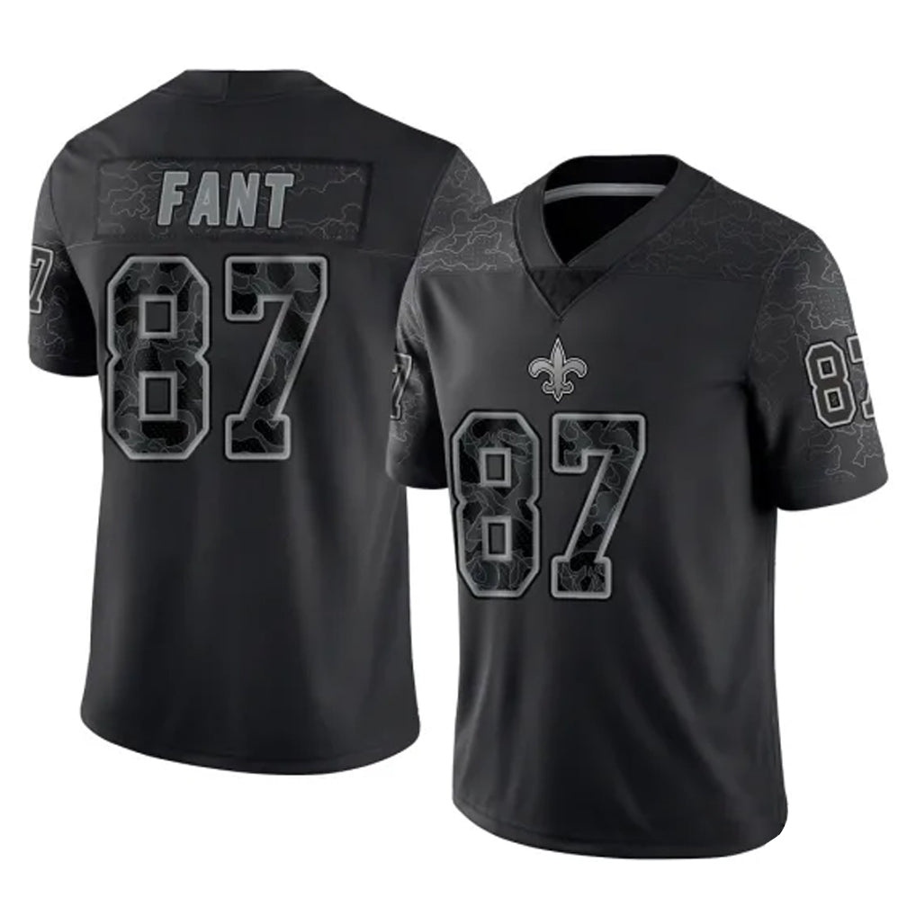 Tlead NO.Saints #87 Noah Fant Player Black Limited Reflective Home Game Stitched Jerseys