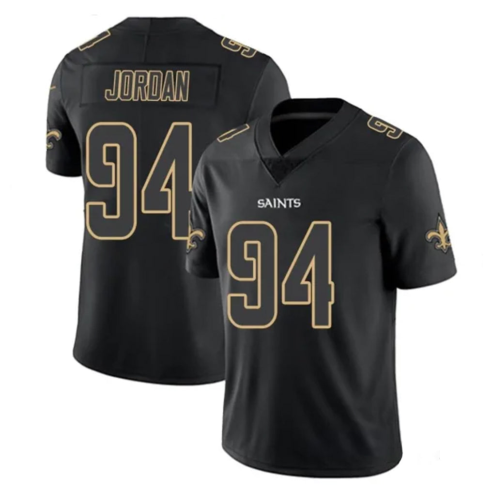 Tlead NO.Saints #94 Cameron Jordan Player Black Impact Limited Home Game Stitched Jerseys