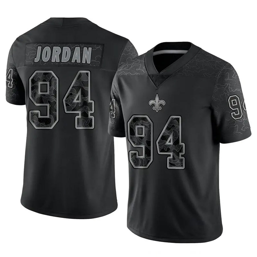 Tlead NO.Saints #94 Cameron Jordan Player Black RFLCTV Limited Stitched Jerseys