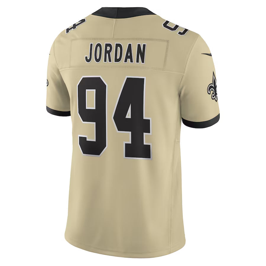 Tlead NO.Saints #94 Cameron Jordan Player Gold Alternate Vapor F.U.S.E. Limited Stitched Jerseys