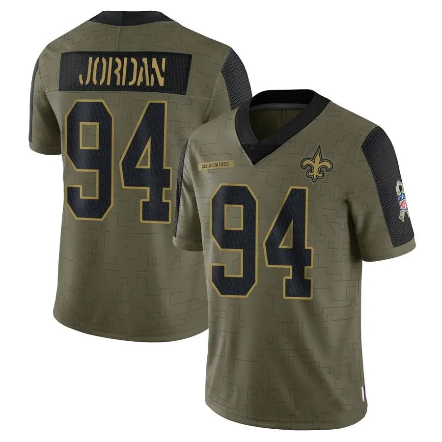 Tlead NO.Saints #94 Cameron Jordan Player Salute To Service Olive Stitched Jerseys