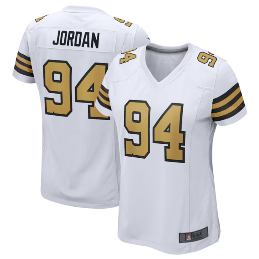 Tlead NO.Saints #94 Cameron Jordan White Elite Player Stitched American Stitched Jerseys