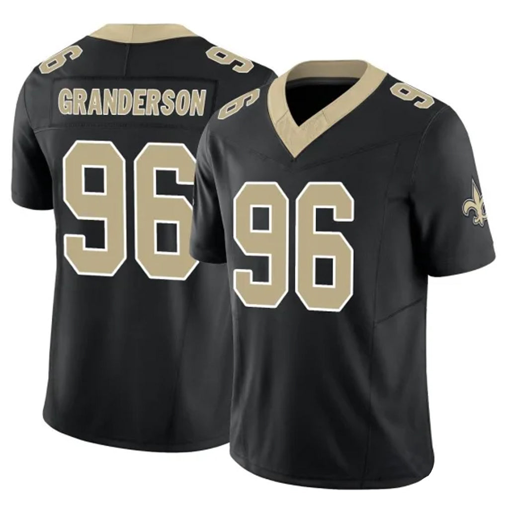 Tlead NO.Saints #96 Carl Granderson Player Black Limited Vapor F.U.S.E. Home Game Stitched Jerseys