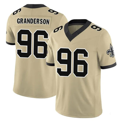 Tlead NO.Saints #96 Carl Granderson Player Gold Limited Vapor F.U.S.E. Home Game Stitched Jerseys