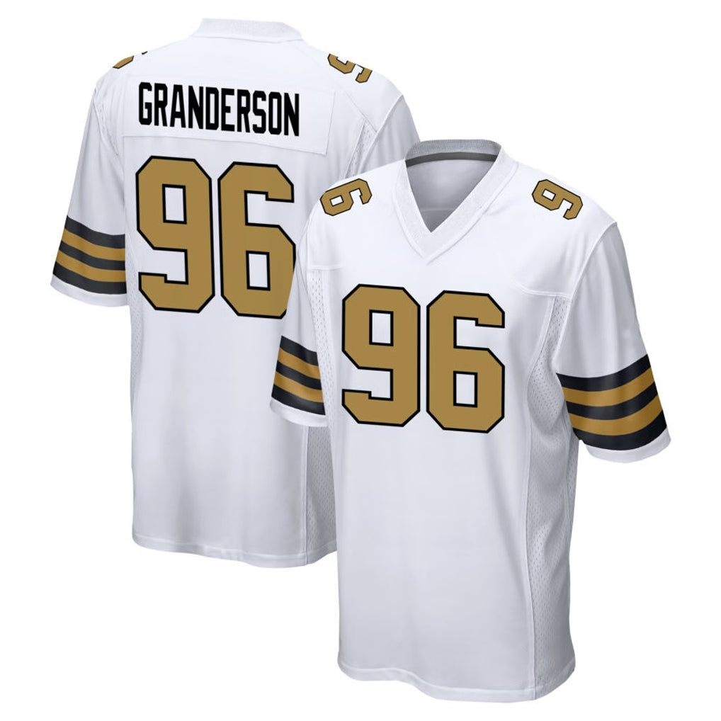 Tlead NO.Saints #96 Carl Granderson Player White Alternate Home Game Stitched Jerseys