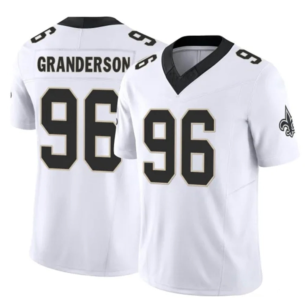Tlead NO.Saints #96 Carl Granderson Player White Limited Vapor F.U.S.E. Home Game Stitched Jerseys