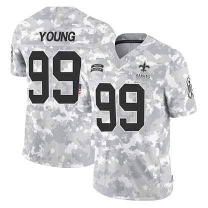 Tlead NO.Saints #99 Chase Young Player Arctic Camo Salute To Service Limited Game Stitched Jerseys