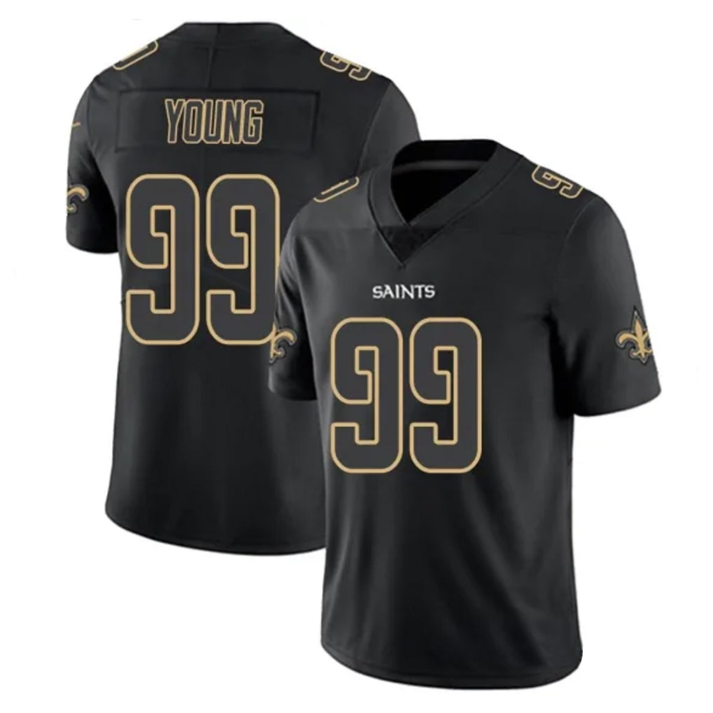 Tlead NO.Saints #99 Chase Young Player Black Impact Limited Home Game Stitched Jerseys